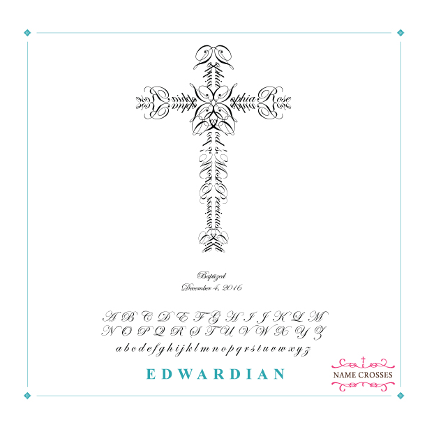 Baptism Personalized Cross for Girls Edwardian