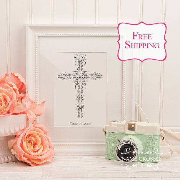 Personalized Wedding Cross for Couples created using Bride & Groom names by Name Crosses - www.namecrosses.com