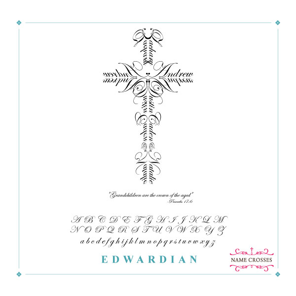 Family cross in Edwardian font