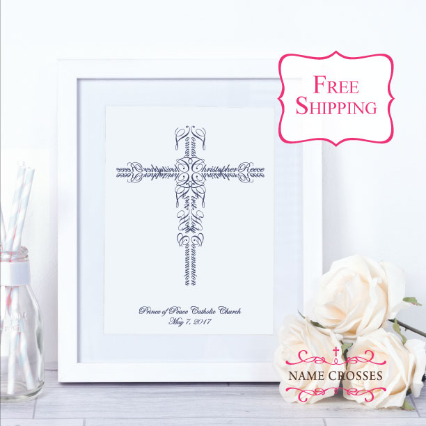 First Communion gift boy by Name Crosses www.namecrosses.com