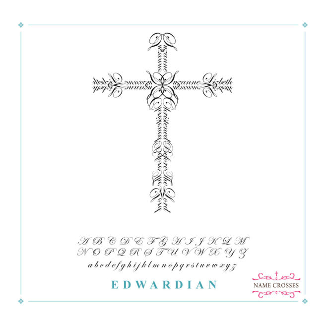 Personalized Christening Cross in Edwardian font by Name Crosses www.namecrosses.com